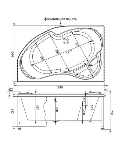 Акриловая ванна Aquanet Capri 170x110 L 205345 без гидромассажа