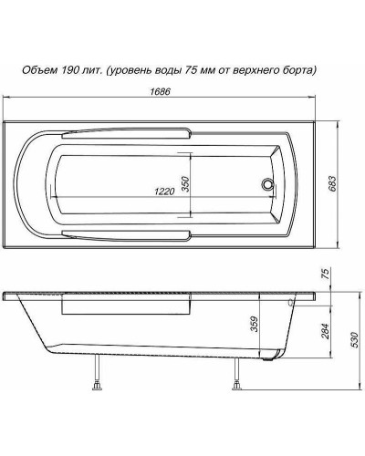 Акриловая ванна Aquanet Extra 170x70 205482 без гидромассажа
