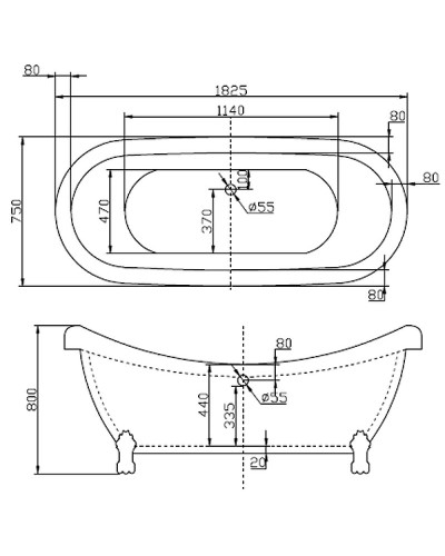 Акриловая ванна BelBagno 183x75 BB05 без гидромассажа