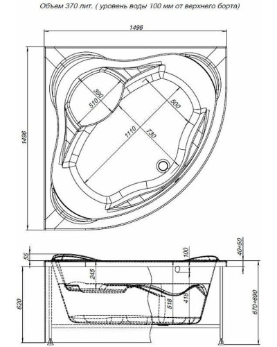 Акриловая ванна Aquanet Malta New 150x150 205410 без гидромассажа