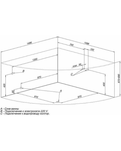 Акриловая ванна Aquanet Malta New 150x150 205410 без гидромассажа
