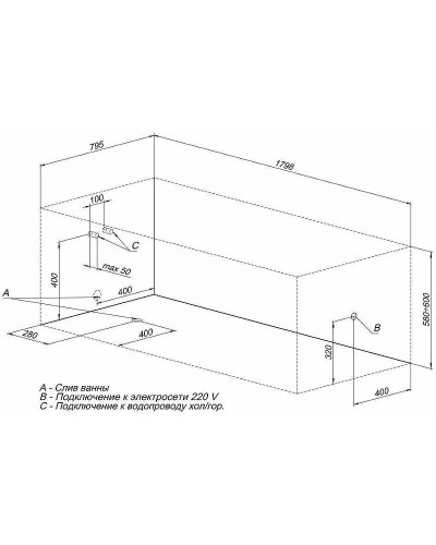 Акриловая ванна Aquanet Riviera 180x80 231080 без гидромассажа
