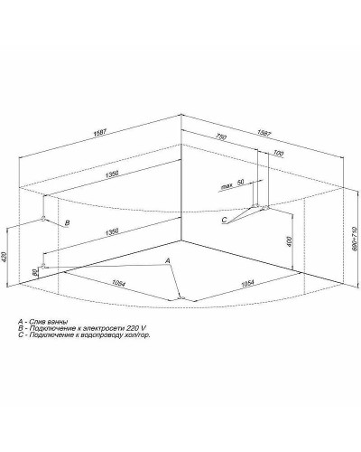 Акриловая ванна Aquanet Santiago 160x160 205545 без гидромассажа