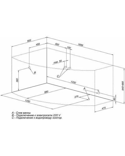 Акриловая ванна Aquanet Sofia 170x90 R 205553 без гидромассажа
