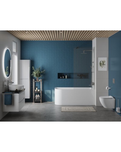 Пристенная прямоугольная акриловая ванна со сливом-переливом BelBagno BB712-1700-730-R правосторонняя