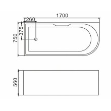 Акриловая ванна Grossman 170x75 GR-2202R без гидромассажа
