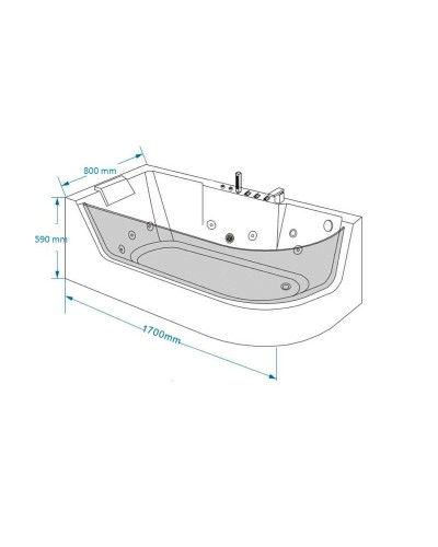 Акриловая ванна Grossman 170х80 GR-17000-1L с гидромассажем