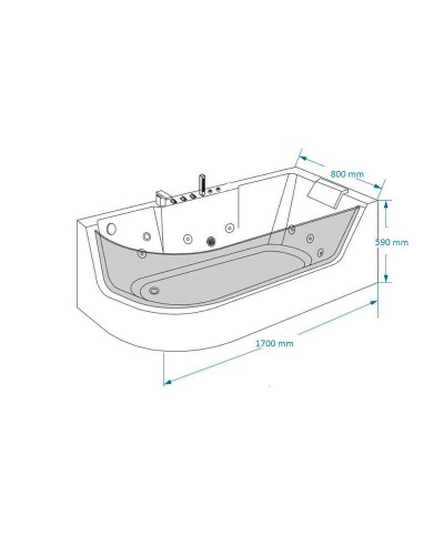 Акриловая ванна Grossman 170х80 GR-17000-1R с гидромассажем