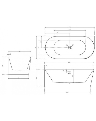 Акриловая ванна Abber 170х78 AB9258-1.7 L без гидромассажа