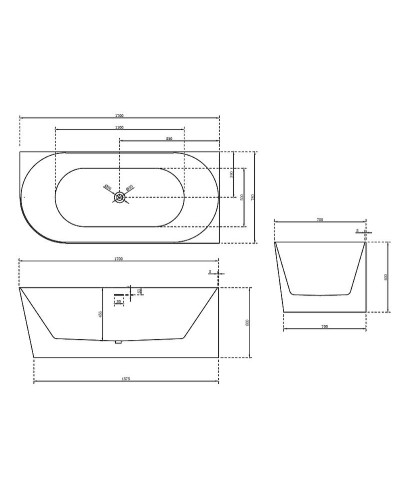 Акриловая ванна Abber 170х78 AB9258-1.7 R без гидромассажа