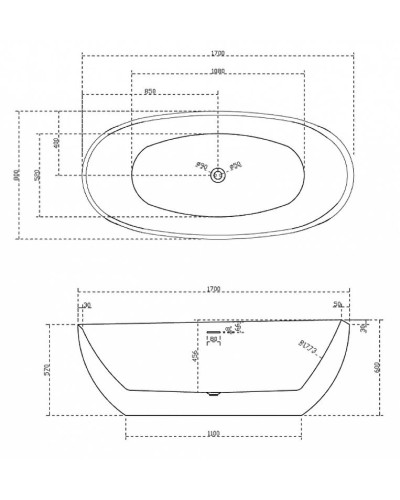 Акриловая ванна Abber 170х80 AB9285 без гидромассажа