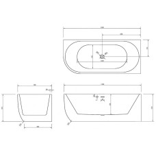 Акриловая ванна Abber 170х75 AB9315 R без гидромассажа