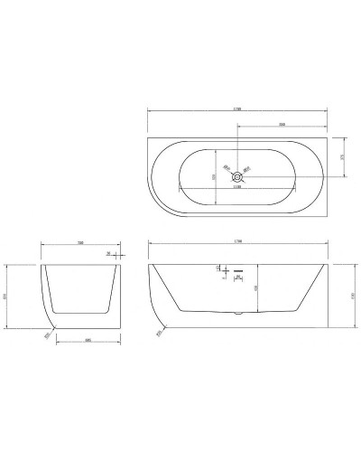 Акриловая ванна Abber 170х75 AB9315 R без гидромассажа