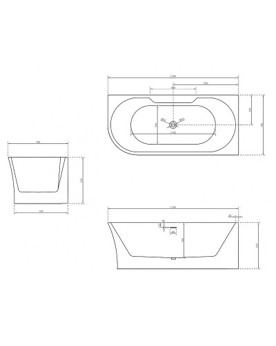 Акриловая ванна Abber 170х78 AB9335-1.7 R без гидромассажа