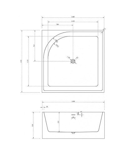 Акриловая ванна Abber 140х140 AB9337 без гидромассажа