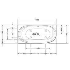 Акриловая ванна 190х90 см L Duravit Cape Cod 700362000000000