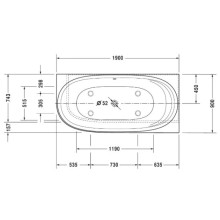 Акриловая ванна 190х90 см R Duravit Cape Cod 700363000000000