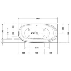 Акриловая ванна 190х90 см R Duravit Cape Cod 700363000000000