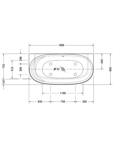 Акриловая ванна 190х90 см Duravit Cape Cod 700364000000000