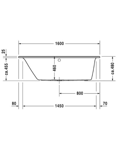 Акриловая ванна 160х70 см L Duravit Darling New 700238000000000