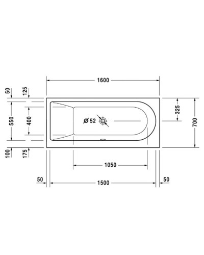 Акриловая ванна 160х70 см L Duravit Darling New 700238000000000