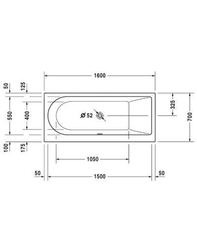 Акриловая ванна 160х70 см R Duravit Darling New 700239000000000