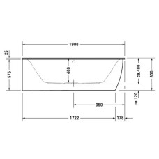 Акриловая ванна 190х90 см L Duravit Darling New 700246000000000
