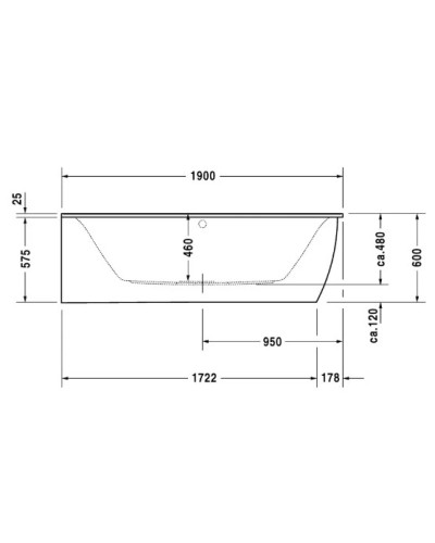 Акриловая ванна 190х90 см L Duravit Darling New 700246000000000