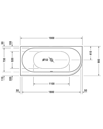 Акриловая ванна 190х90 см L Duravit Darling New 700246000000000