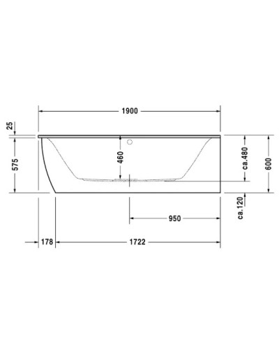 Акриловая ванна 190х90 см R Duravit Darling New 700247000000000