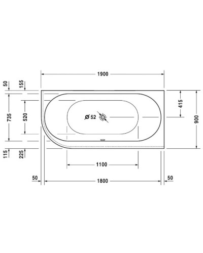 Акриловая ванна 190х90 см R Duravit Darling New 700247000000000