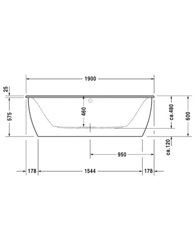 Акриловая ванна 190х90 см Duravit Darling New 700248000000000