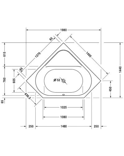 Акриловая ванна 140х140 см Duravit D-Code 700137000000000