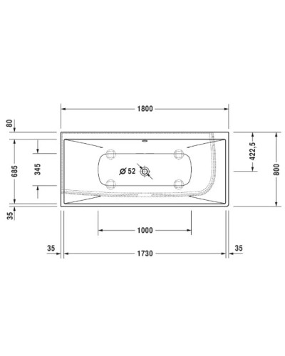 Акриловая ванна 180х80 см L Duravit DuraSquare 700427000000000