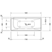 Акриловая ванна 180х80 см R Duravit DuraSquare 700428000000000