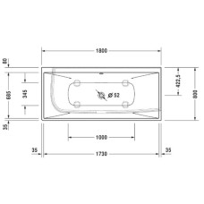 Акриловая ванна 180х80 см R Duravit DuraSquare 700428000000000