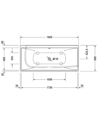 Акриловая ванна 180х80 см R Duravit DuraSquare 700428000000000