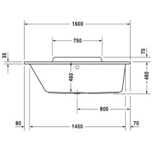 Акриловая ванна 160х70 см L Duravit DuraStyle 700292000000000