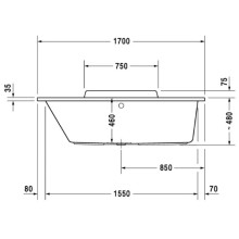 Акриловая ванна 170х70 см L Duravit DuraStyle 700294000000000