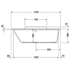 Акриловая ванна 170х70 см L Duravit DuraStyle 700294000000000