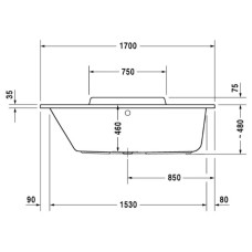 Акриловая ванна 170х75 см L Duravit DuraStyle 700296000000000