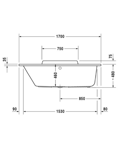 Акриловая ванна 170х75 см L Duravit DuraStyle 700296000000000