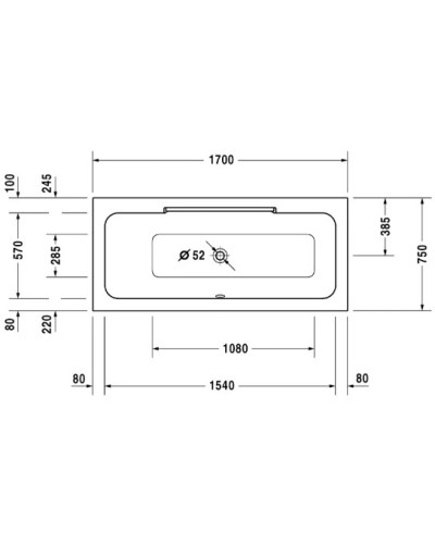 Акриловая ванна 170х75 см L Duravit DuraStyle 700296000000000