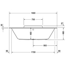Акриловая ванна 190х90 см Duravit DuraStyle 700299000000000