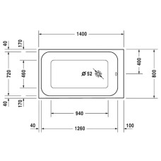 Акриловая ванна 140х80 см Duravit DuraStyle 700233000000000