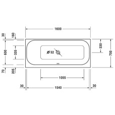 Акриловая ванна 160х70 см L Duravit Happy D.2 700308000000000