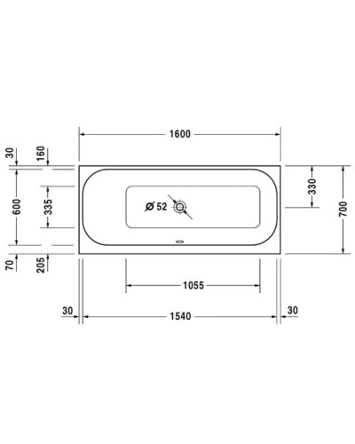 Акриловая ванна 160х70 см L Duravit Happy D.2 700308000000000