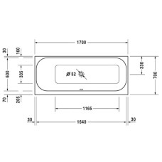 Акриловая ванна 170х70 см L Duravit Happy D.2 700310000000000