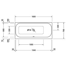 Акриловая ванна 160х70 см R Duravit Happy D.2 700309000000000