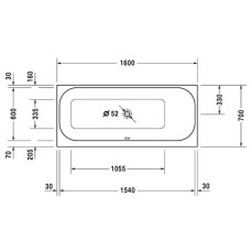 Акриловая ванна 160х70 см R Duravit Happy D.2 700309000000000
